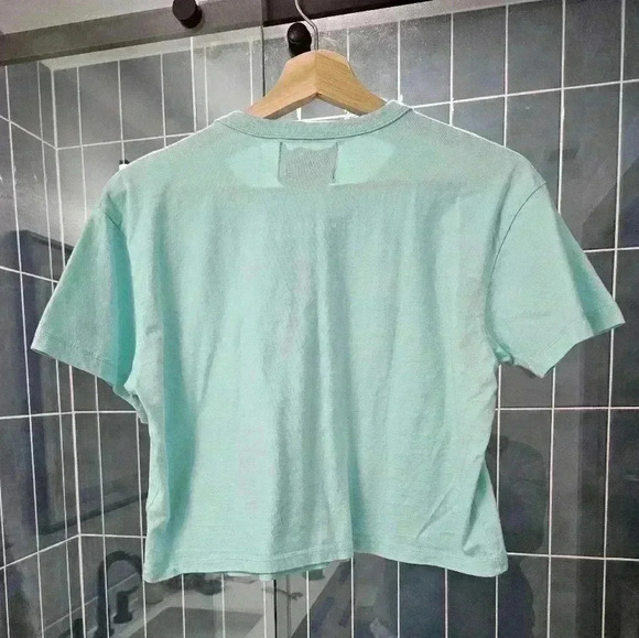 Vintage Champion Light Blue Crop Top - Large - Picture 2 of 3